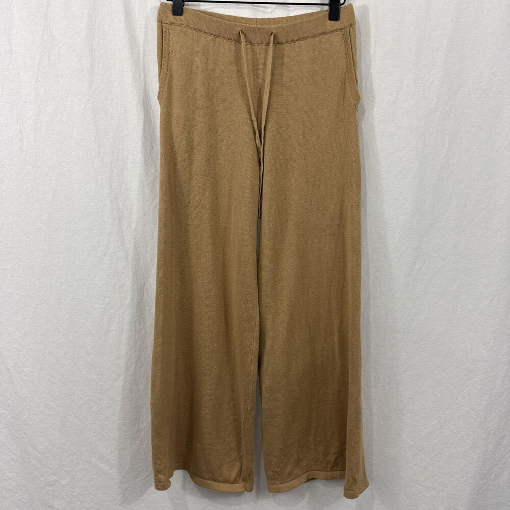Haven Well Within Womens Sz XS Tan Knit Wide Leg Pants Lounge Organic Cotton